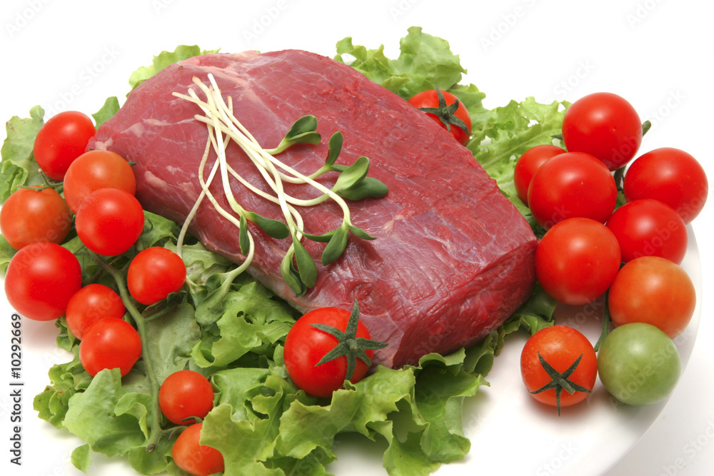 raw fresh beef meat and vegetables