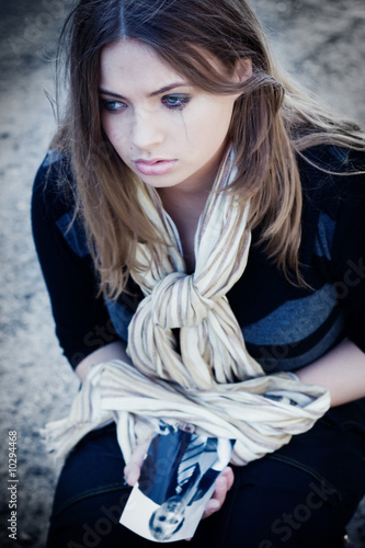 Beautiful woman crying