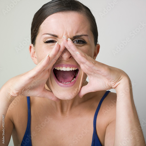 woman yelling photo