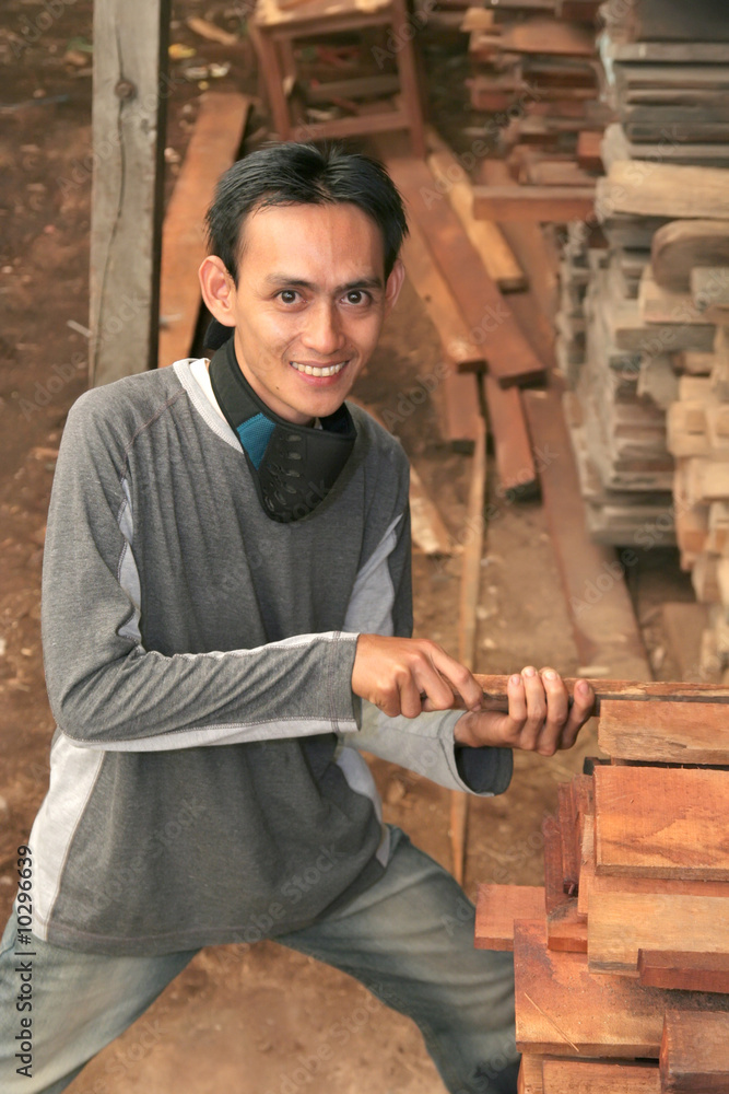 Fototapeta premium man in wood industry