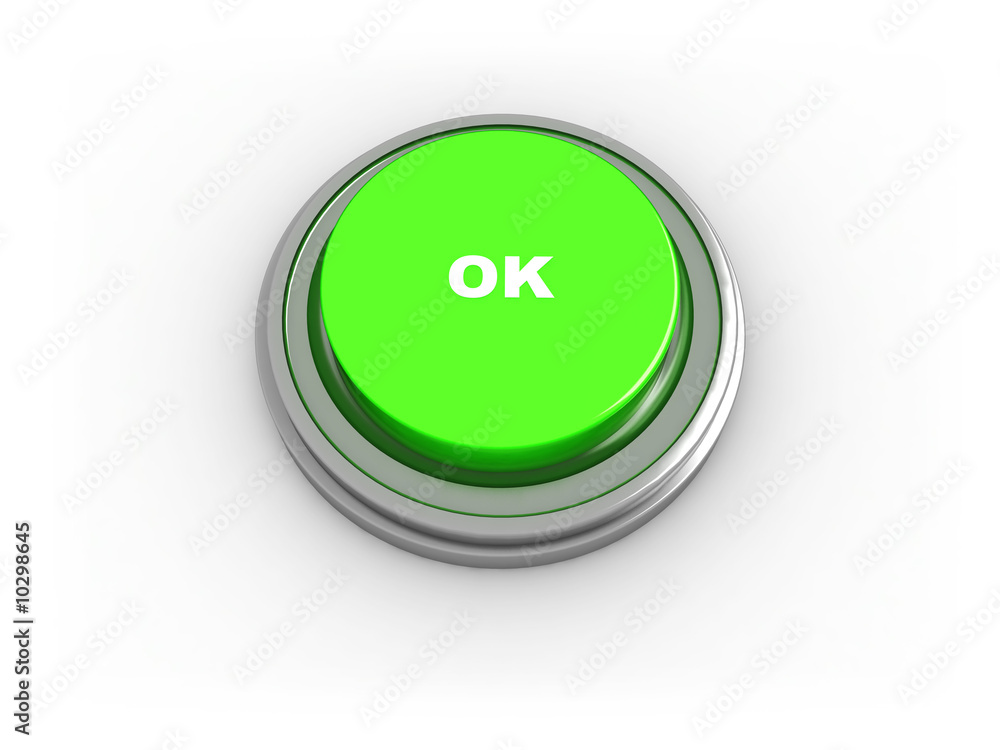 3d illustration of button with text 'ok' on white background 3d illustration of button with text 'ok' on white background