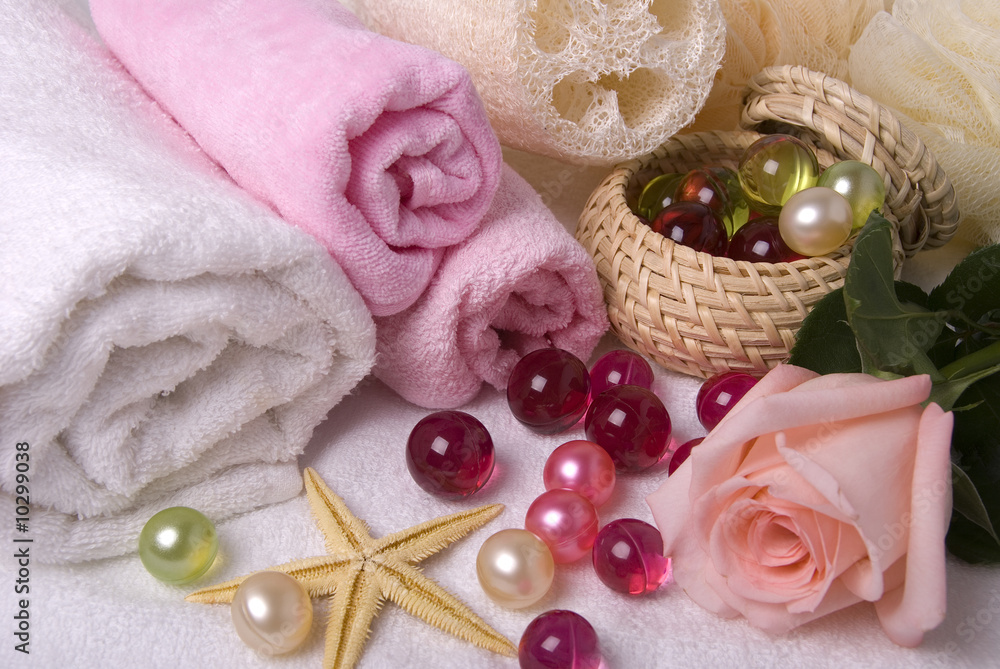 Bath accessories and rose Bath accessories and rose