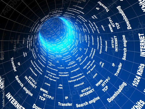 Abstract 3d illustration of internet tunnel blue