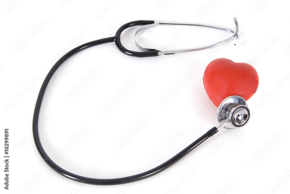 conceptual stethoscope on heart isolated in white conceptual stethoscope on heart isolated in white