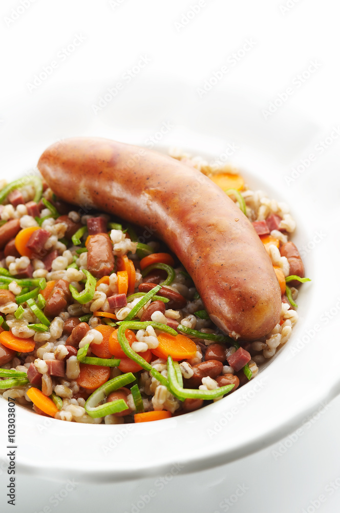 Kransky sausage with Barley Porridge Kransky sausage with Barley Porridge