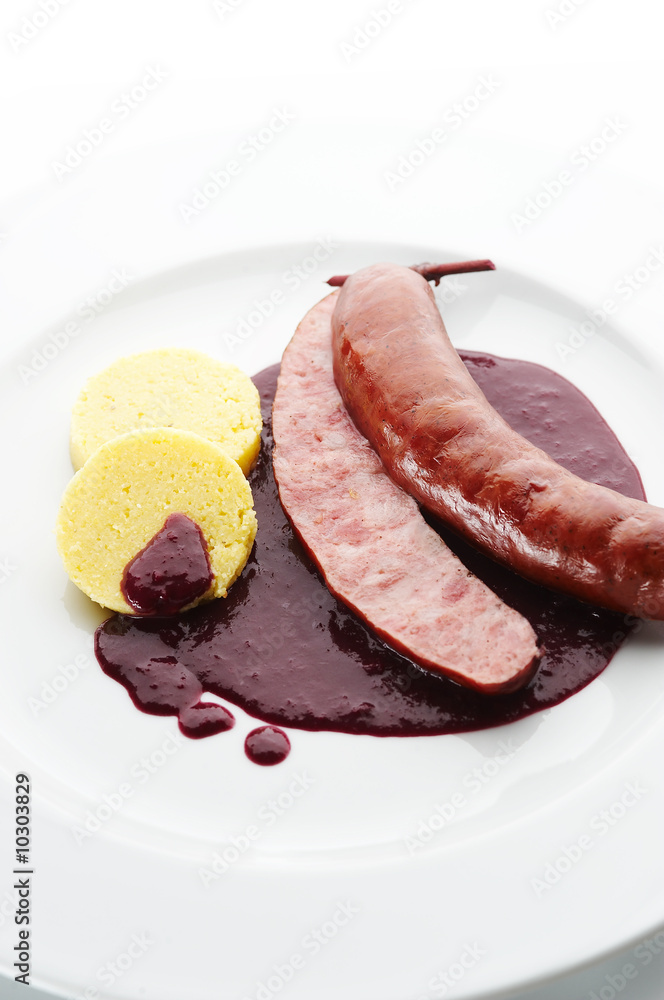 Pork sausage with red wine Goulash and Polenta Pork sausage with red wine Goulash and Polenta