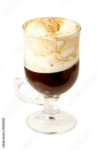Coffee cocktail with ice-cream in glass
