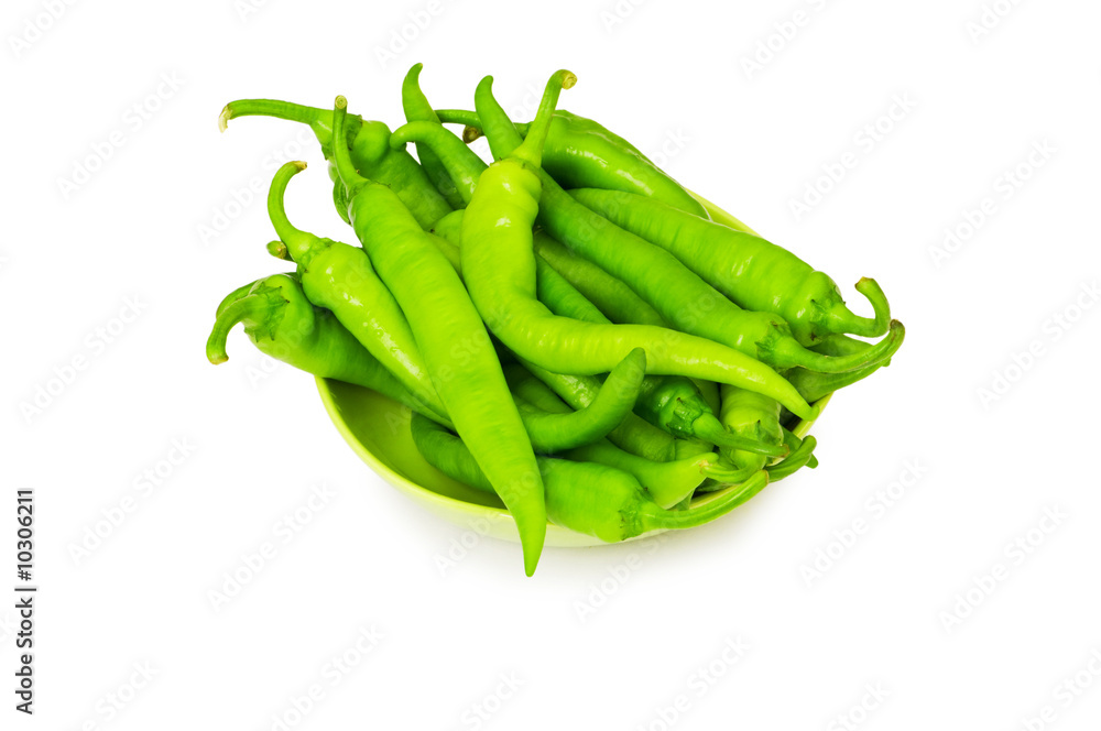 Green peppers isolated on the white background Green peppers isolated on the white background