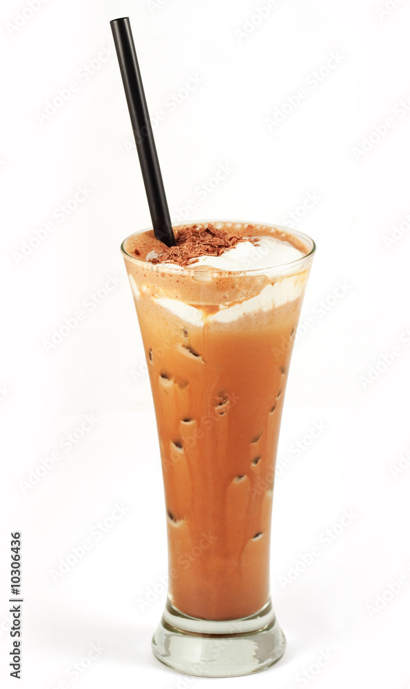 Coffee cocktail with chocolate in glass Coffee cocktail with chocolate in glass