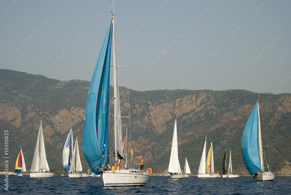 Fototapeta premium Sailboat race in marmaris, Turkey