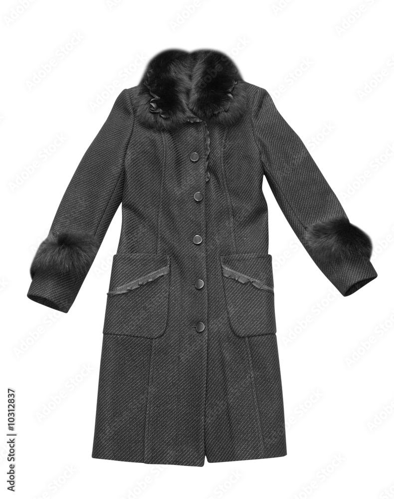 black woman coat isolated on white black woman coat isolated on white