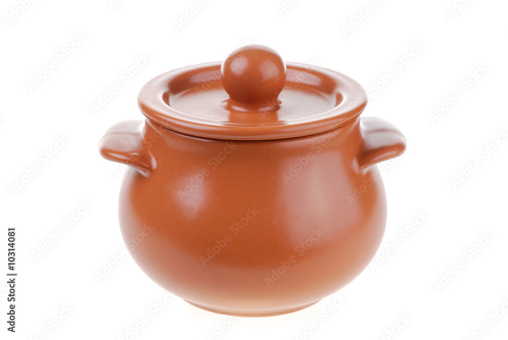 Clay pots for cooking isolated on white background Clay pots for cooking isolated on white background