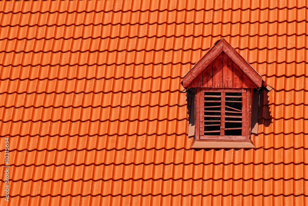 Orange roof tile in carpathians castle Orange roof tile in carpathians castle
