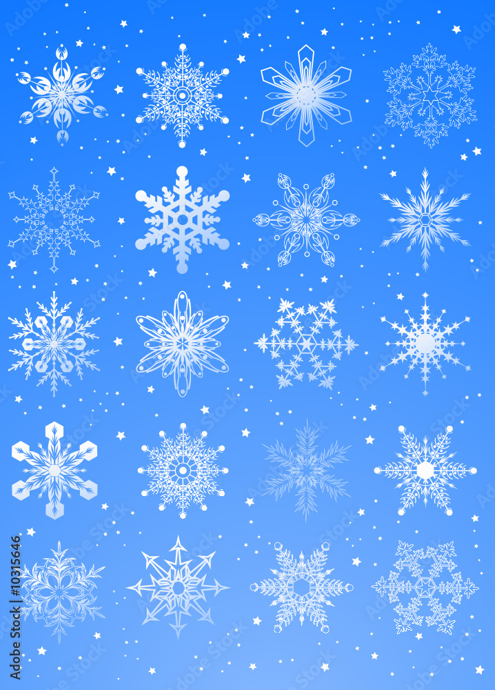 24 beautiful cold crystal gradient snowflakes