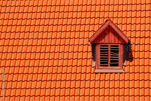 Orange roof tile in carpathians castle