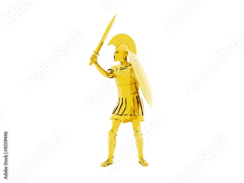 3D illustration of a Gold Greek Spartan Or Roman Warrion photo