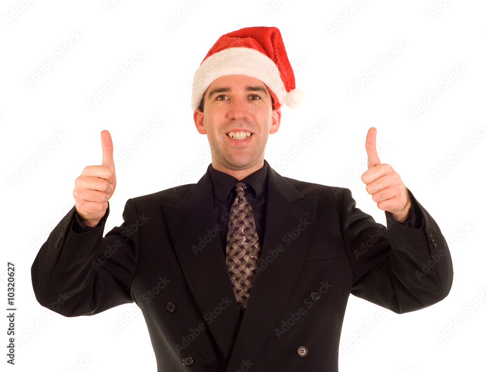 A young businessman giving two thumbs up A young businessman giving two thumbs up