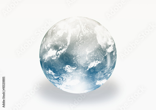 Earth World globe with clouds on a light white back ground
