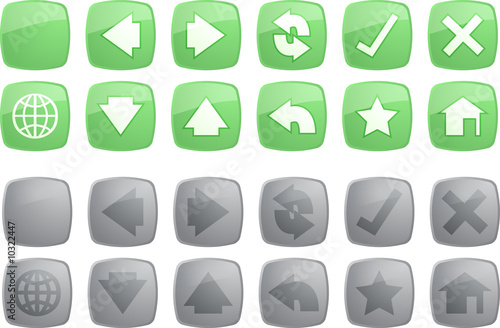 Navigation icon set of glossy buttons, enabled disabled