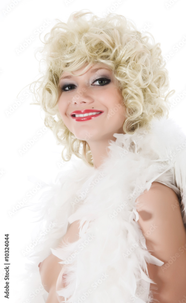 portrait of the nude blonde-angel with green eyes on white portrait of the nude blonde-angel with green eyes on white