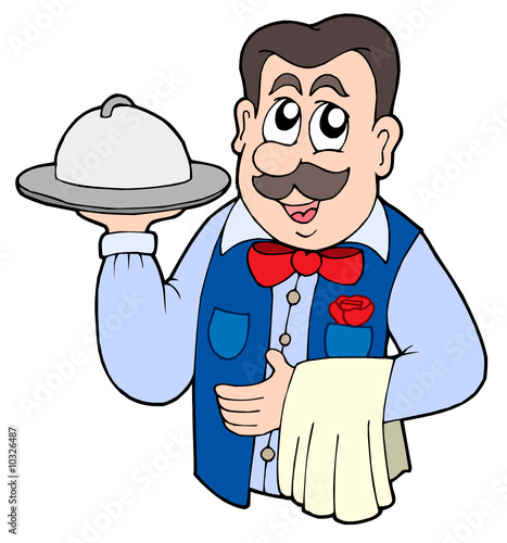 Cute waiter with meal