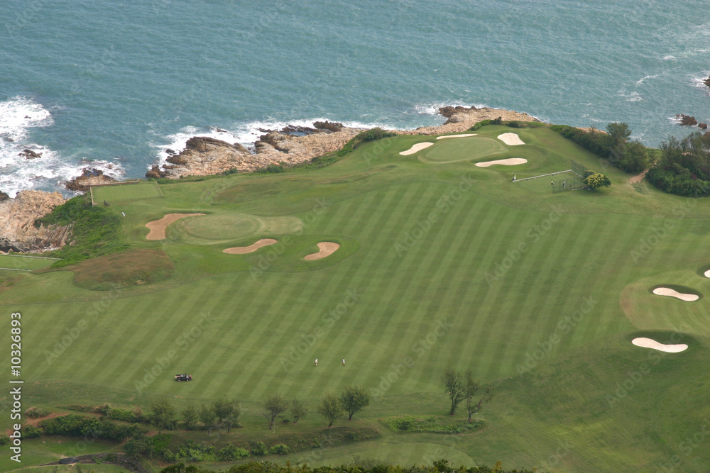 Fototapeta premium Aerial view of Shek O - Country Club golf course in Hong Kong