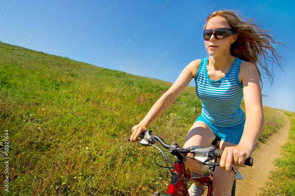 Naklejka premium girl biking