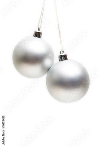 christmas decoration - silver balls isolated on white