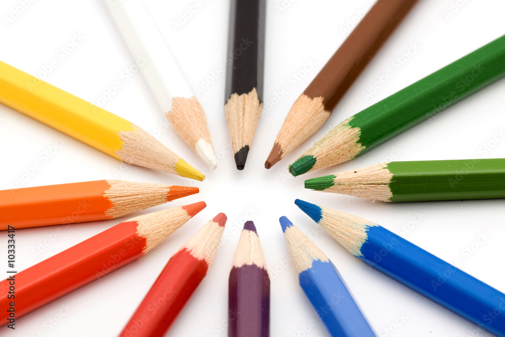 Fototapeta premium color pencils studio isolated over white