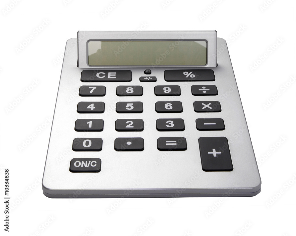 Business Calculator - Focus On Display, White Background Business Calculator - Focus On Display, White Background