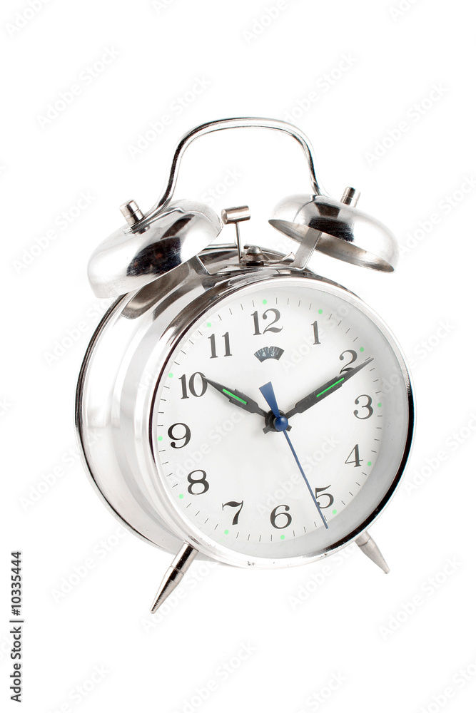 small alarm clock isolated on a white background small alarm clock isolated on a white background