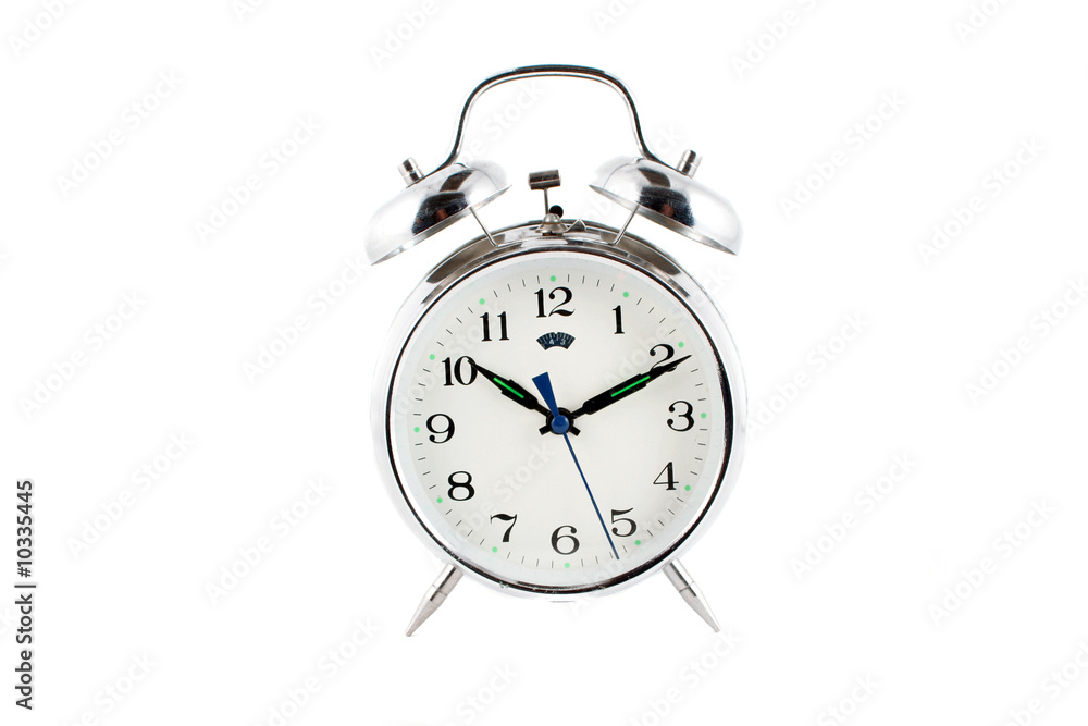 small alarm clock isolated on a white background small alarm clock isolated on a white background