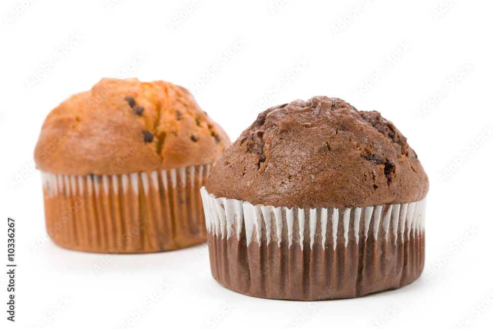 Muffin with white background, close up