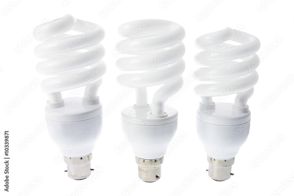 Compact Fluorescent Light Bulbs on White Background Compact Fluorescent Light Bulbs on White Background