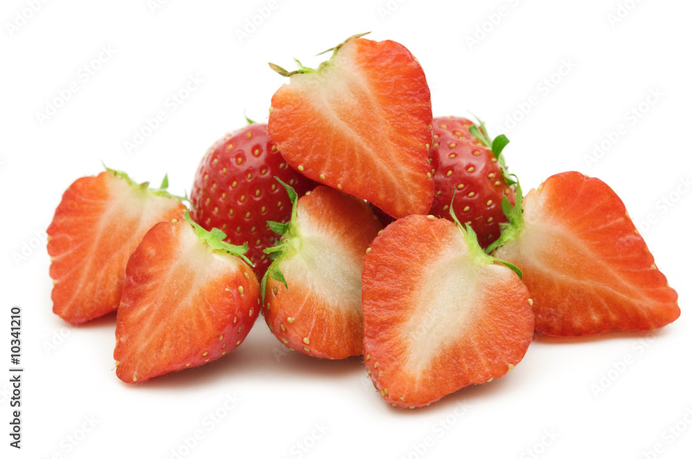 fresh slice strawberries on white background fresh slice strawberries on white background