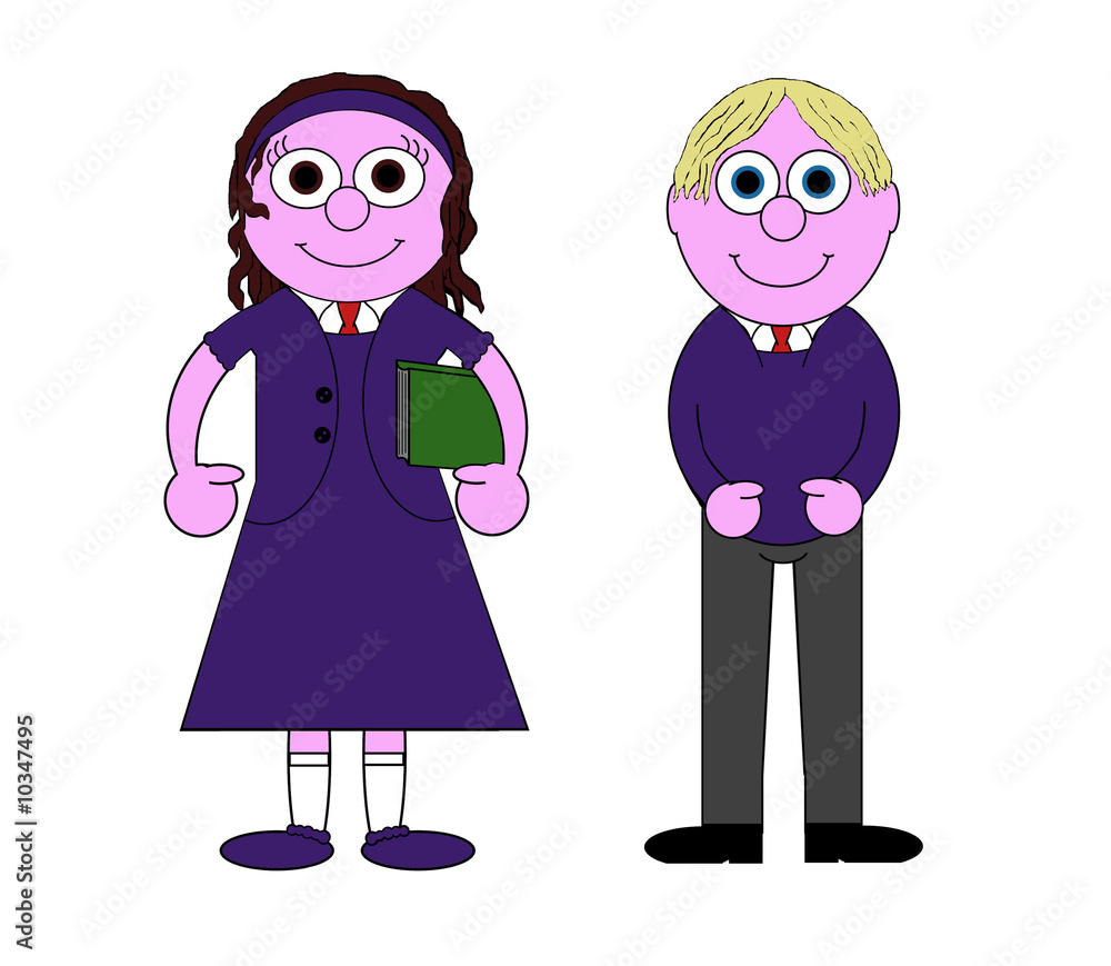 School Children Cartoon - Isolated on white School Children Cartoon - Isolated on white