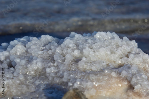 crystal salt on the shore of dead sea