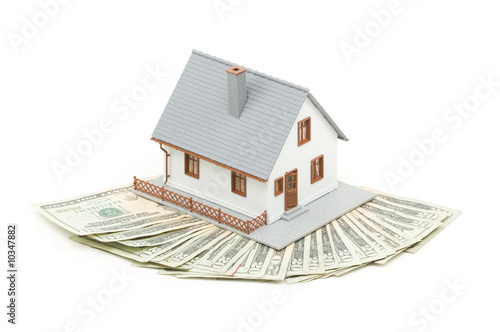 Home and Money Isolated on a White Background