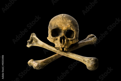 Pirate sign made with real bones and skull.