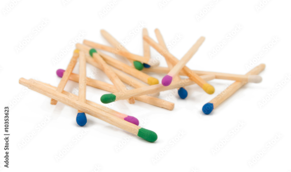 Colored matches isolated on white Colored matches isolated on white