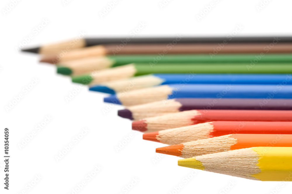 color pencils studio isolated over white color pencils studio isolated over white