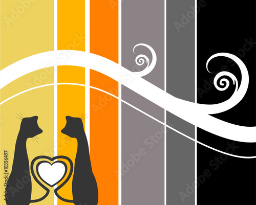 Two Cats against Stripes Design