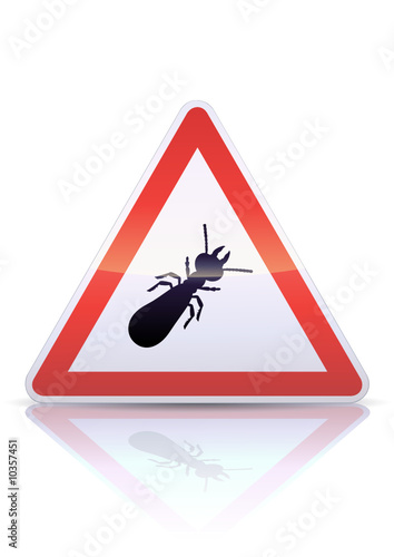 Panneau de danger termite (reflet)