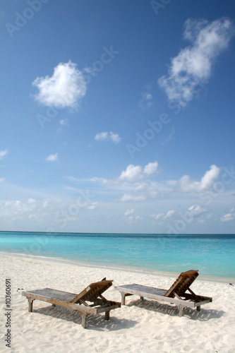 Fototapeta Naklejka Na Ścianę i Meble -  chairs on exotic beach