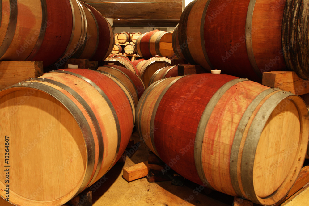 Wine barrels in a wine cellar