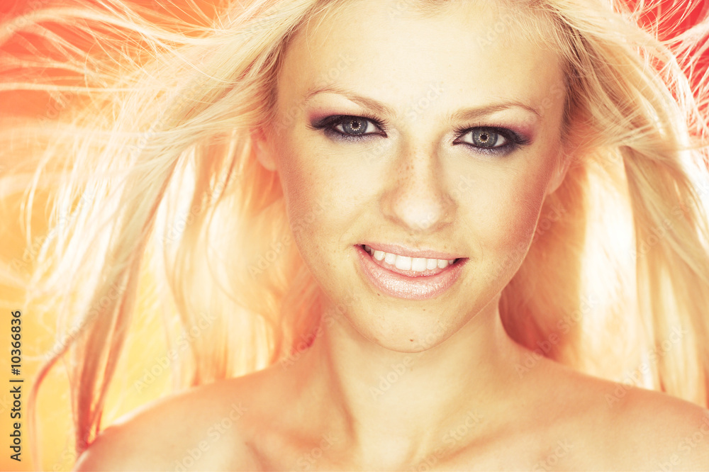 Obraz premium A happy young woman with facial expression