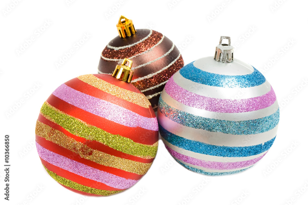 Three balls of christmas on a over white background Three balls of christmas on a over white background