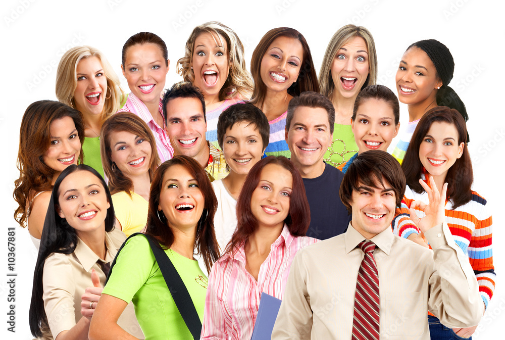 Happy smiling people. Over white background. Happy smiling people. Over white background.