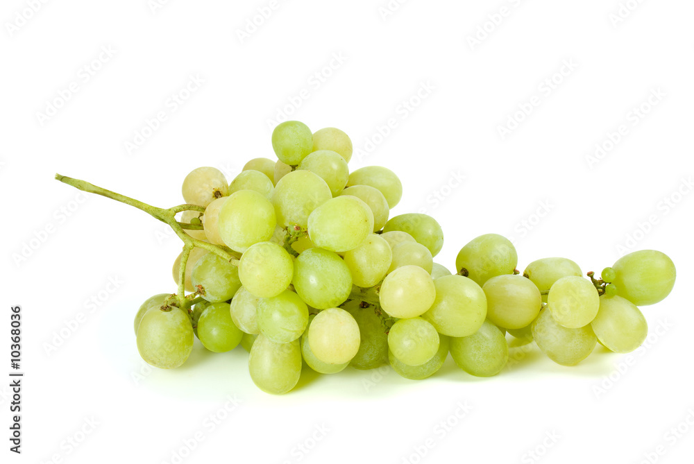Green grapes bunch (muscat breed) isolated on the white