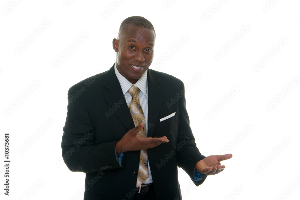 Business Man Showing Product Sample